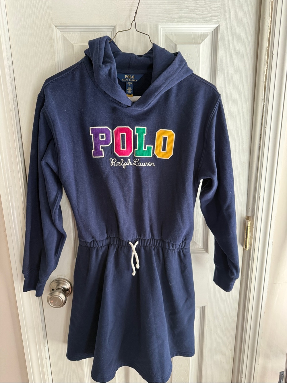U.S. Polo Assn. Navy Hoodie Dress with Colorful POLO Letters
